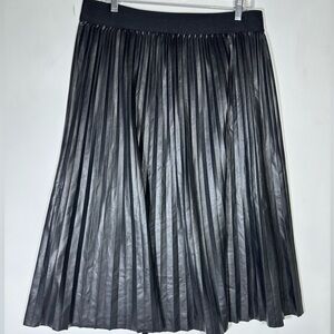 Vegan Leather Chic Black A-Line Pleated Skirt